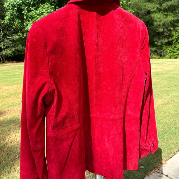 Dennis Basso Washable Suede Leather Jacket Size S. RED - Picture 8 of 9